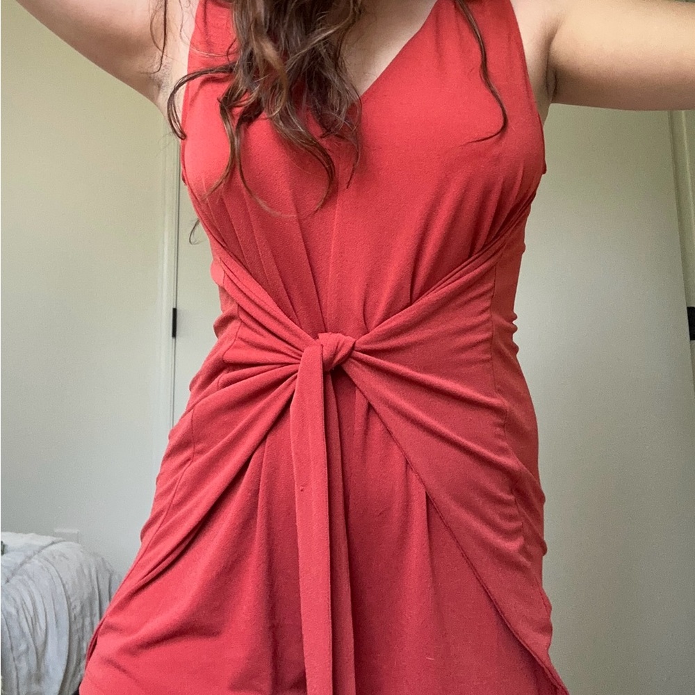 BCBG Tie-Front Red Romper
